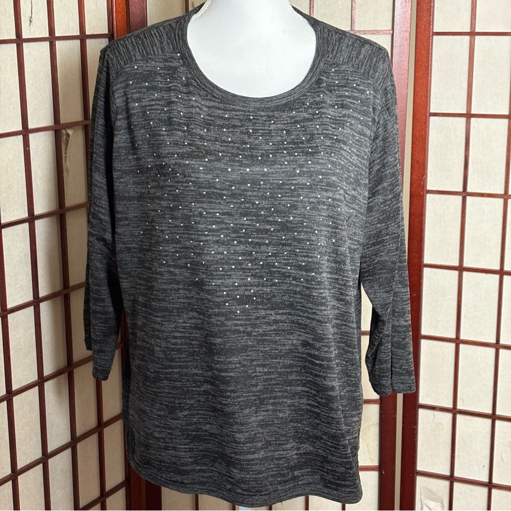 Cathy Daniels Charcoal Knit Top size XL
